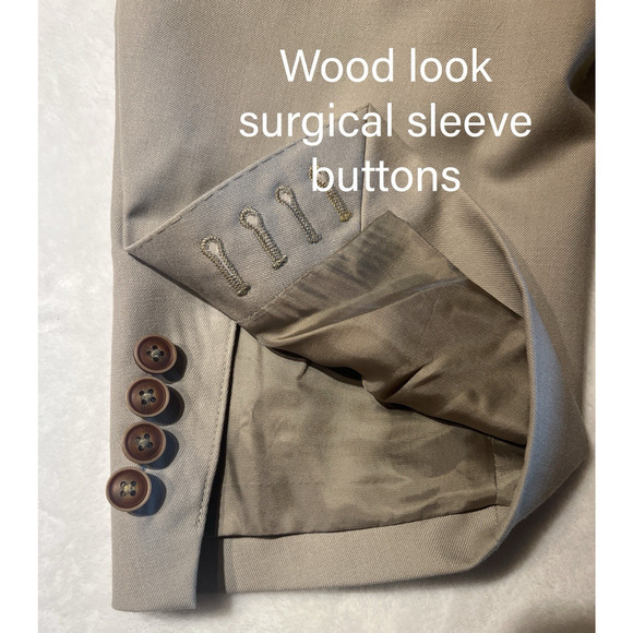 Custom Bespoke 48R Khaki Beige Blazer Sport Coat Jacket Loaded - Picture 7 of 16